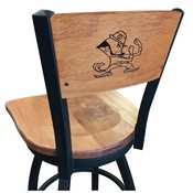 L038 -Black Wrinkle Notre Dame (Leprechaun) Swivel Bar Stool with Laser Engraved Back by Holland Bar Stool Co., L038BWMedMplAND-Lep