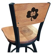 L038 -Black Wrinkle Notre Dame (Shamrock) Swivel Bar Stool with Laser Engraved Back by Holland Bar Stool Co., L038BWMedMplAND-Shm