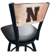 L038 -Black Wrinkle Nebraska Swivel Bar Stool with Laser Engraved Back by Holland Bar Stool Co., L038BWMedMplANebrUn