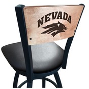 L038 -Black Wrinkle Nevada Swivel Bar Stool with Laser Engraved Back by Holland Bar Stool Co., L038BWMedMplANevaUn