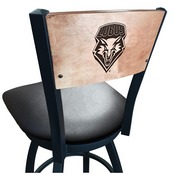 L038 -Black Wrinkle New Mexico Swivel Bar Stool with Laser Engraved Back by Holland Bar Stool Co., L038BWMedMplANewMex