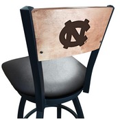 L038 -Black Wrinkle North Carolina Swivel Bar Stool with Laser Engraved Back by Holland Bar Stool Co., L038BWMedMplANorCar