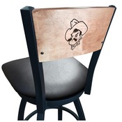 L038 -Black Wrinkle Oklahoma State Swivel Bar Stool with Laser Engraved Back by Holland Bar Stool Co., L038BWMedMplAOKStUn