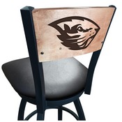 L038 -Black Wrinkle Oregon State Swivel Bar Stool with Laser Engraved Back by Holland Bar Stool Co., L038BWMedMplAOregSt