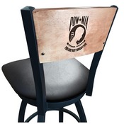 L038 -Black Wrinkle POW/MIA Swivel Bar Stool with Laser Engraved Back by Holland Bar Stool Co., L038BWMedMplAPOWMIA