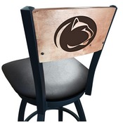 L038 -Black Wrinkle Penn State Swivel Bar Stool with Laser Engraved Back by Holland Bar Stool Co., L038BWMedMplAPennSt