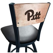 L038 -Black Wrinkle Pitt Swivel Bar Stool with Laser Engraved Back by Holland Bar Stool Co., L038BWMedMplAPittsb