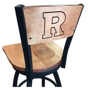 L038 -Black Wrinkle Rutgers Swivel Bar Stool with Laser Engraved Back by Holland Bar Stool Co., L038BWMedMplARutger