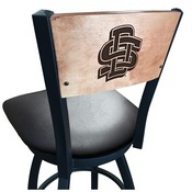 L038 -Black Wrinkle South Dakota State Swivel Bar Stool with Laser Engraved Back by Holland Bar Stool Co., L038BWMedMplASDakSt