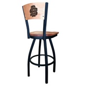 L038 -Black Wrinkle South Dakota State Swivel Bar Stool with Laser Engraved Back by Holland Bar Stool Co., L038BWMedMplASDakSt