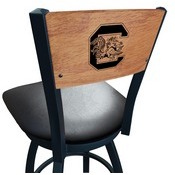L038 -Black Wrinkle South Carolina Swivel Bar Stool with Laser Engraved Back by Holland Bar Stool Co., L038BWMedMplASouCar