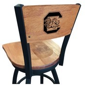 L038 -Black Wrinkle South Carolina Swivel Bar Stool with Laser Engraved Back by Holland Bar Stool Co., L038BWMedMplASouCar