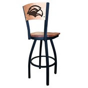 L038 -Black Wrinkle Southern Miss Swivel Bar Stool with Laser Engraved Back by Holland Bar Stool Co., L038BWMedMplASouMis