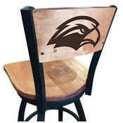 L038 -Black Wrinkle Southern Miss Swivel Bar Stool with Laser Engraved Back by Holland Bar Stool Co., L038BWMedMplASouMis