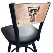 L038 -Black Wrinkle Texas Tech Swivel Bar Stool with Laser Engraved Back by Holland Bar Stool Co., L038BWMedMplATXTech