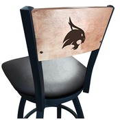 L038 -Black Wrinkle Texas State Swivel Bar Stool with Laser Engraved Back by Holland Bar Stool Co., L038BWMedMplATexsSt