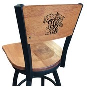 L038 -Black Wrinkle Kentucky "Wildcat" Swivel Bar Stool with Laser Engraved Back by Holland Bar Stool Co., L038BWMedMplAUKYCat