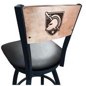 L038 -Black Wrinkle US Military Academy (ARMY) Swivel Bar Stool with Laser Engraved Back by Holland Bar Stool Co., L038BWMedMplAUSMilA