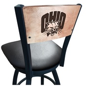 L038 -Black Wrinkle Ohio University Swivel Bar Stool with Laser Engraved Back by Holland Bar Stool Co., L038BWMedMplAUnivOH