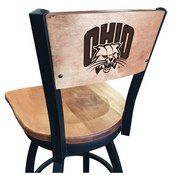 L038 -Black Wrinkle Ohio University Swivel Bar Stool with Laser Engraved Back by Holland Bar Stool Co., L038BWMedMplAUnivOH