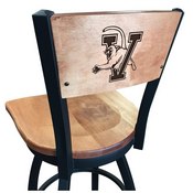 L038 -Black Wrinkle Vermont Swivel Bar Stool with Laser Engraved Back by Holland Bar Stool Co., L038BWMedMplAVermnt