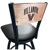 L038 -Black Wrinkle Villanova Swivel Bar Stool with Laser Engraved Back by Holland Bar Stool Co., L038BWMedMplAVilnva