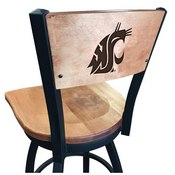 L038 -Black Wrinkle Washington State Swivel Bar Stool with Laser Engraved Back by Holland Bar Stool Co., L038BWMedMplAWashSt