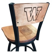 L038 -Black Wrinkle Washington Swivel Bar Stool with Laser Engraved Back by Holland Bar Stool Co., L038BWMedMplAWashUn