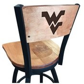 L038 -Black Wrinkle West Virginia Swivel Bar Stool with Laser Engraved Back by Holland Bar Stool Co., L038BWMedMplAWestVA