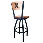 L038 -Black Wrinkle Xavier Swivel Bar Stool with Laser Engraved Back by Holland Bar Stool Co., L038BWMedMplAXavier