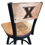 L038 -Black Wrinkle Xavier Swivel Bar Stool with Laser Engraved Back by Holland Bar Stool Co., L038BWMedMplAXavier