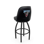 L048 Logo Grizzly Maine Swivel Stool with Black Wrinkle Finish by Holland Stool Co., AGS-L04825MaineU