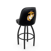 L048 Logo Grizzly Marine Corps (Red/Yellow) Swivel Stool with Black Wrinkle Finish by Holland Stool Co., AGS-L04825MarineRY