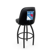 L048 Logo Grizzly New York Rangers Swivel Stool with Black Wrinkle Finish by Holland Stool Co., AGS-L04825NYRang