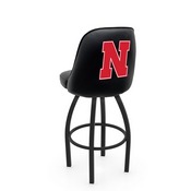 L048 Logo Grizzly Nebraska Swivel Stool with Black Wrinkle Finish by Holland Stool Co., AGS-L04825NebrUn