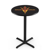 L211 - Black Wrinkle Arizona State Pub Table with Pitchfork Logo by Holland Bar Stool Co.
