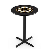 L211 Boston Bruins Pub Table with Black Wrinkle Finish by Holland Bar Stool Co., AGS-L211B3630BosBru