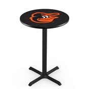 L211 Baltimore Orioles Pub Table with Black Wrinkle Finish by HBS, AGS-L211B3630MLBBal