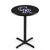 L211 Colorado Rockies Pub Table with Black Wrinkle Finish by HBS, AGS-L211B3630MLBCol