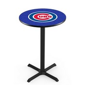 L211 Chicago Cubs Pub Table with Black Wrinkle Finish by HBS, AGS-L211B3630MLBCub