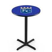 L211 Kansas City Royals Pub Table with Black Wrinkle Finish by HBS, AGS-L211B3630MLBKan