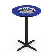 L211 New York Mets Pub Table with Black Wrinkle Finish by HBS, AGS-L211B3630MLBNYM