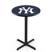 L211 New York Yankees Pub Table with Black Wrinkle Finish by HBS, AGS-L211B3630MLBNYY
