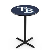 L211 Tampa Bay Rays Pub Table with Black Wrinkle Finish by HBS, AGS-L211B3630MLBTam