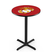 L211 United States Marine Corps (Red/Yellow) Pub Table with Black Wrinkle Finish by Holland Bar Stool Company, AGS-L211B3630MarineRY