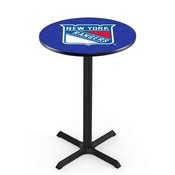 L211 New York Rangers Pub Table with Black Wrinkle Finish by Holland Bar Stool Co., AGS-L211B3630NYRang