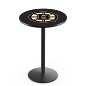L214 Boston Bruins Pub Table with Black Wrinkle Finish by Holland Bar Stool Co., AGS-L214B3630BosBru