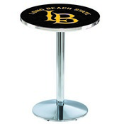L214 Long Beach State University Pub Table with Chrome Finish by Holland Bar Stool Co., AGS-L214C3630LBStUn