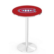 L214 Montreal Canadiens Pub Table with Chrome Finish by Holland Bar Stool Co., AGS-L214C3630MonCan