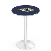 L214 Nashville Predators Pub Table with Chrome Finish by Holland Bar Stool Co., AGS-L214C3630NshPre